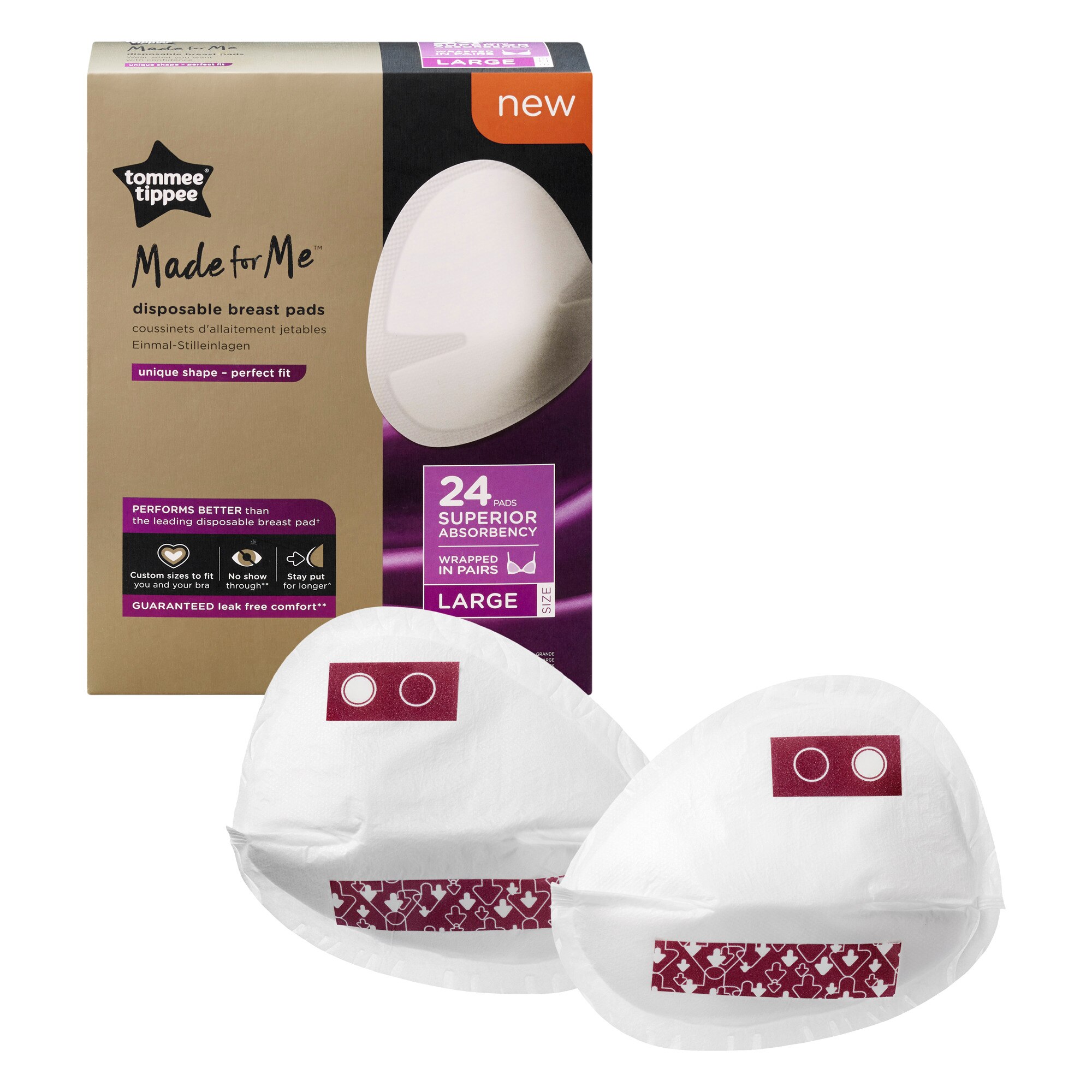 Tampoane pentru sani de unica folosinta Tommee Tippee Made for Me, marimea L, 24 buc