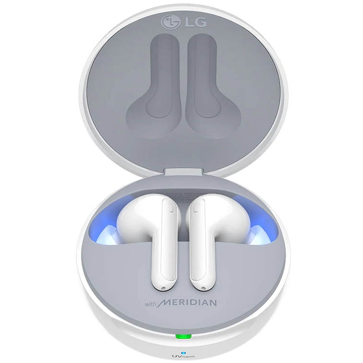 LG TONE Free FN7 Fülhallgató, Vezeték nélküli, Bluetooth, ANC, UV Nano, 99,99%, Akkumulátormentes, IPX4, Fehér