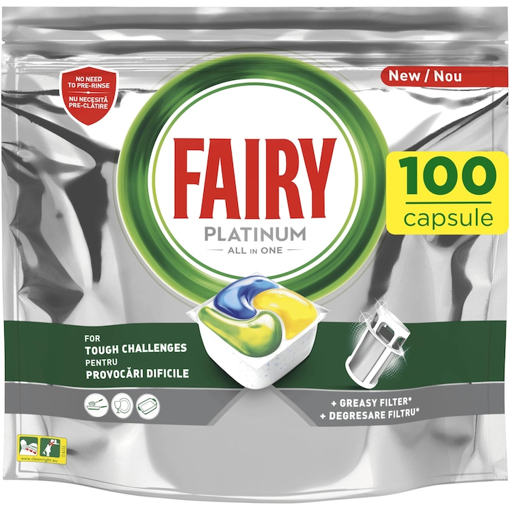 Препарат за съдомиялна машина Fairy Platinum, 100 броя