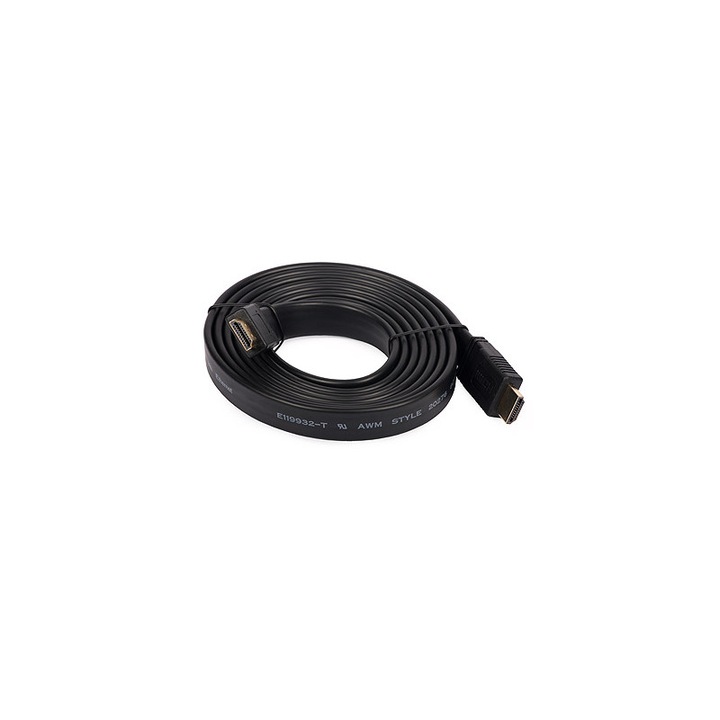 Cablu HDMI 2m plat aurit 28AWG v1.4 High Speed cu Ethernet