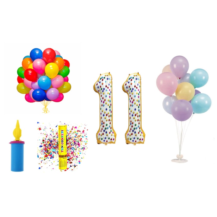 OEM 11. Születésnapi lufi készlet, fánkos mintás, 60 db
