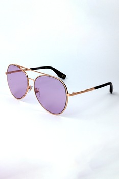 Marc Jacobs, Ochelari de soare aviator cu rama metalica, Auriu/Negru, 60-15-145 Standard Marc Jacobs, Ochelari de soare aviator cu rama metalica, Auriu/Negru, 60-15-145 Standard