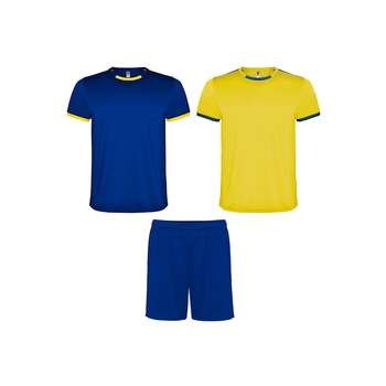 Set 3 Piese Echipament Sportiv RACING, Roly, Unisex, Albastru/Galben Set 3 Piese Echipament Sportiv RACING, Roly, Unisex, Albastru/Galben