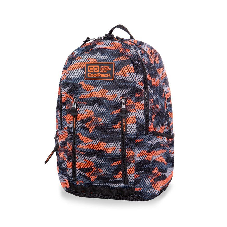 Ghiozdan scoala CoolPack Impact II Camo Mesh Orange, 30 x 46 x 15 cm, Multicolor