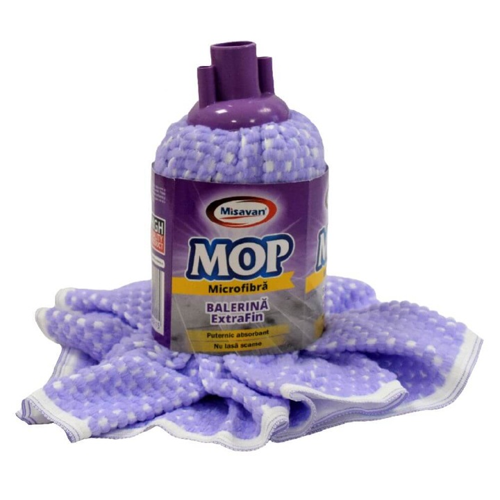 Rezerva Mop Misavan Balerina Extrafin, Microfibra, Mov cu Alb