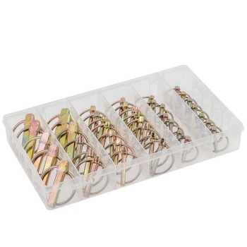Set de stifturi de siguranta cu inel, Hogert, din otel cu 6 dimensiuni Set de stifturi de siguranta cu inel, Hogert, din otel cu 6 dimensiuni