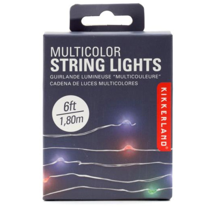 Kikkerland fényfűzér, huzal jellegű, réz, piros/zöld/kék