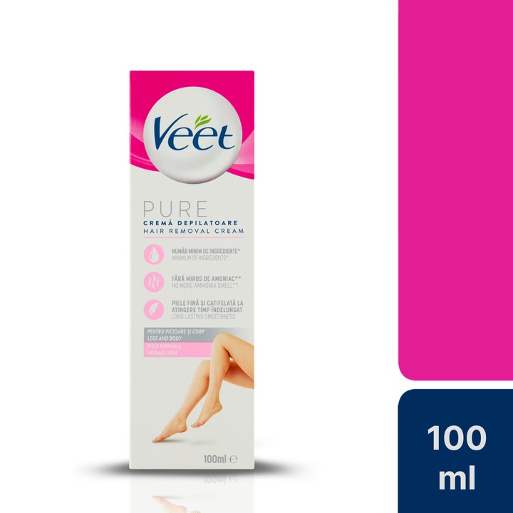 Crema depilatoare Veet Silk & Fresh pentru ten normal cu lapte de lotus si parfum de iasomie (100 ml)