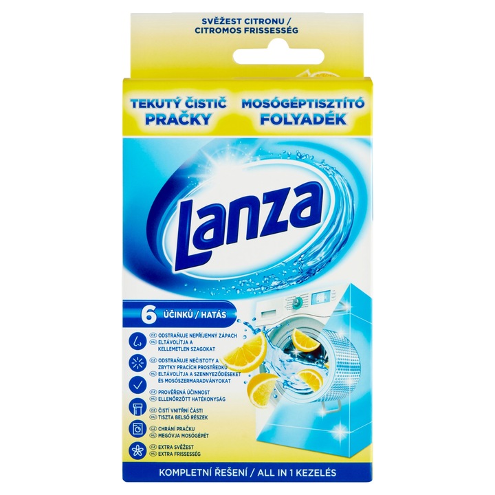 Lanza Citromos Frissesség mosógéptisztító folyadék, 250 ml
