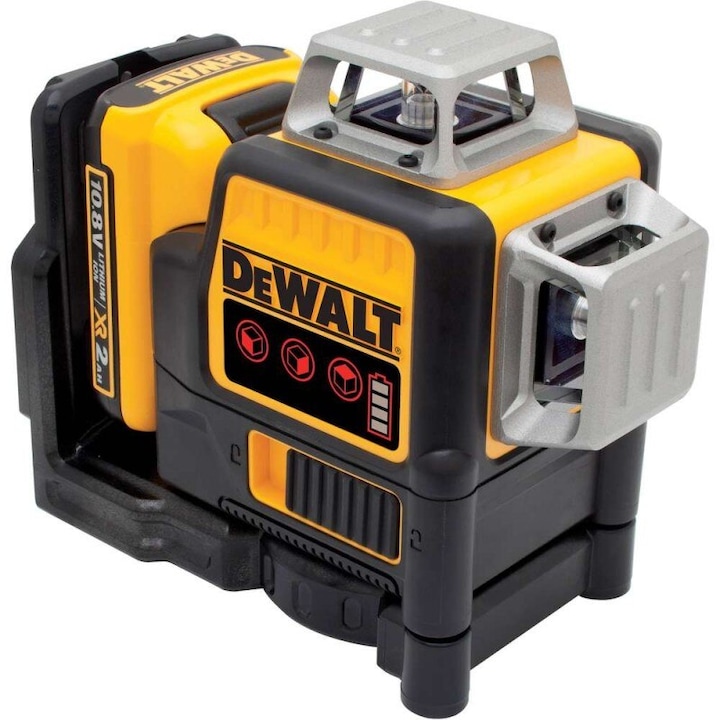 Nivela laser autonivelanta in cruce pe acumulator Dewalt DCE089D1R-QW, 10.8 V, 2 Ah, 20 m domeniu lucru, +/-0.3 mm/m precizie, ¼” filet, suport perete, acumulator, incarcator