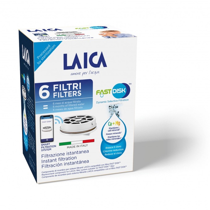 Laica Instant Fast Disk szűrő Flow`n go és GlassSmart palackhoz, 6 db