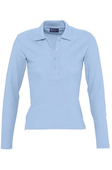 Tricou polo cu maneca lunga femei, bumbac 100%, Sol-s Podium, Sky Blue, L Tricou polo cu maneca lunga femei, bumbac 100%, Sol-s Podium, Sky Blue, L
