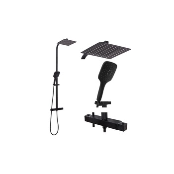Set de dus Jet, termostat, ploaie de dus 25x25cm, Finisaj negru mat Set de dus Jet, termostat, ploaie de dus 25x25cm, Finisaj negru mat