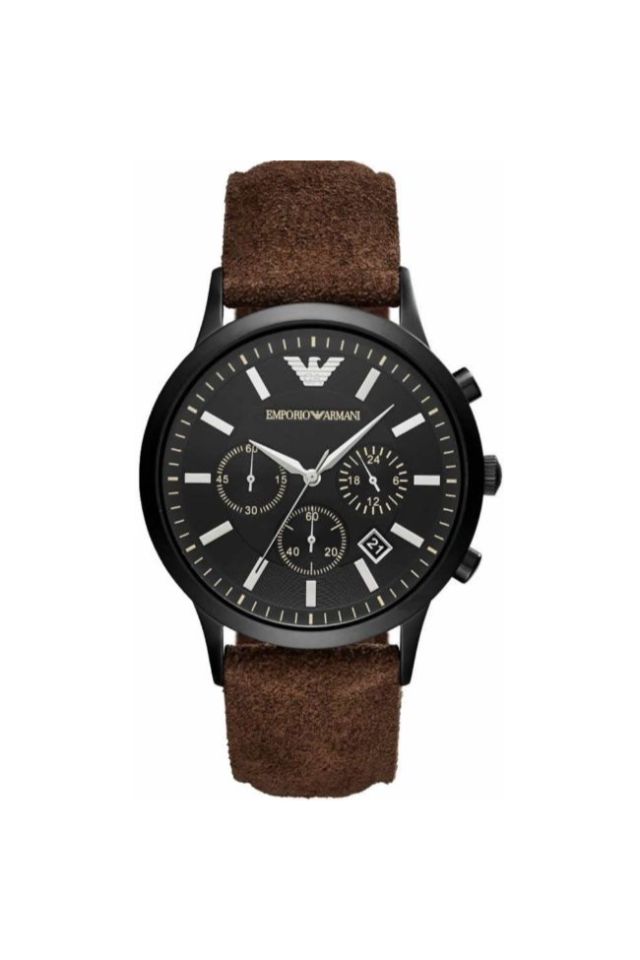 Ceas Emporio Armani AR11078, Piele/Inox, Maro/Negru