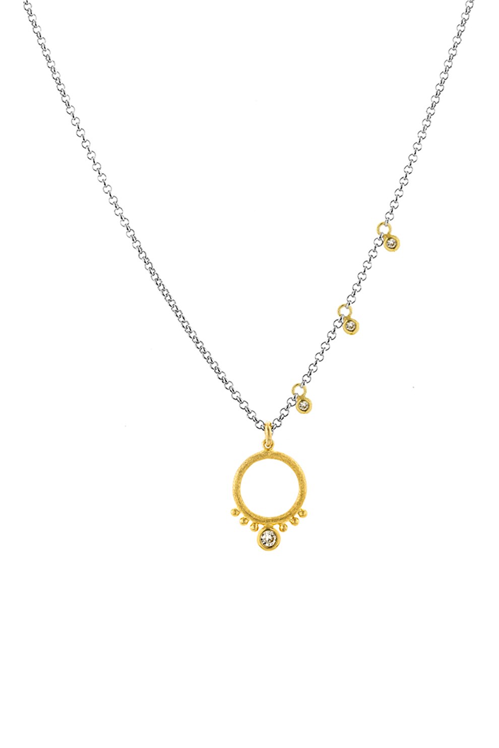 OXETTE, Colier din argint veritabil cu pandantiv, argintiu/auriu