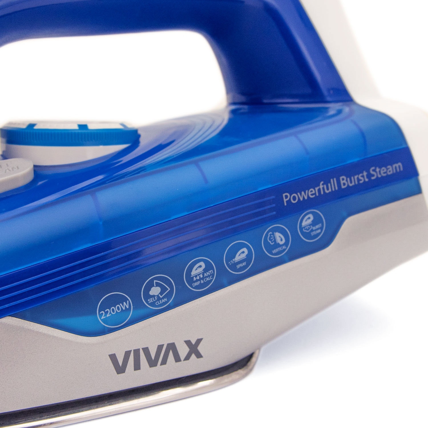 Fier de calcat cu abur Vivax IR-2200SS, Putere 2200W, termostat reglabil, rezervor de apa 320ml, Albastru