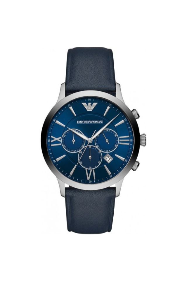 Ceas Emporio Armani AR11226, Piele/Inox, Albastru/Argintiu