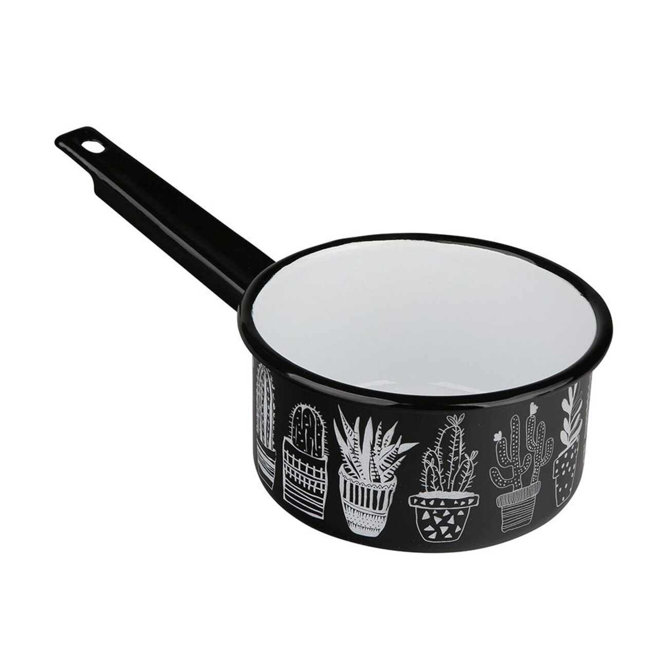 Cratita email, Silesia, Cactus, 1 L, Ø14, Negru/alb