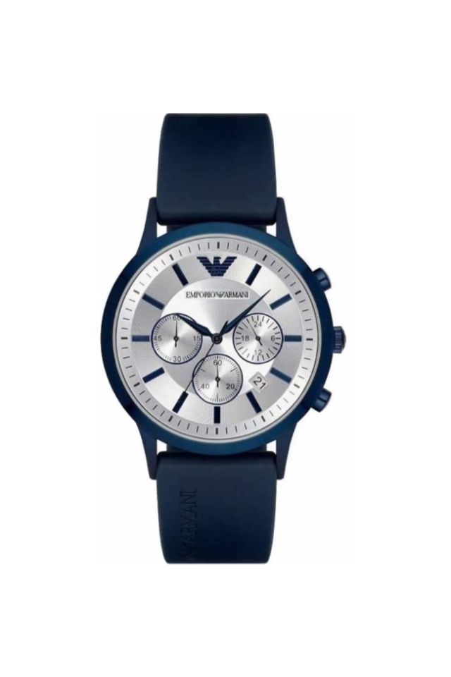 Ceas Emporio Armani AR11026, Silicon/Inox, Albastru/Argintiu