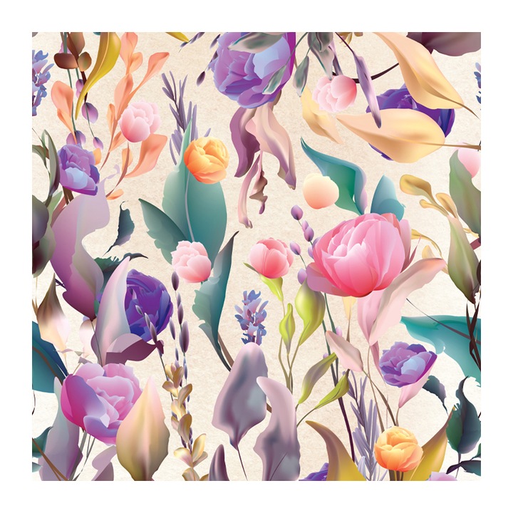 Set 4 Role Tapet Floral Pattern, Multicolor, 3 x 0.52 m