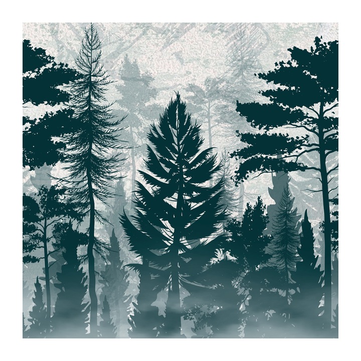 Set 4 Role Tapet Foggy Forest, Multicolor, 3 x 0.52 m