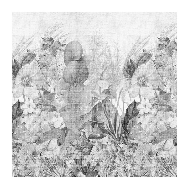Set 4 Role Tapet Flower Field in Gray, Multicolor, 3 x 0.52 m