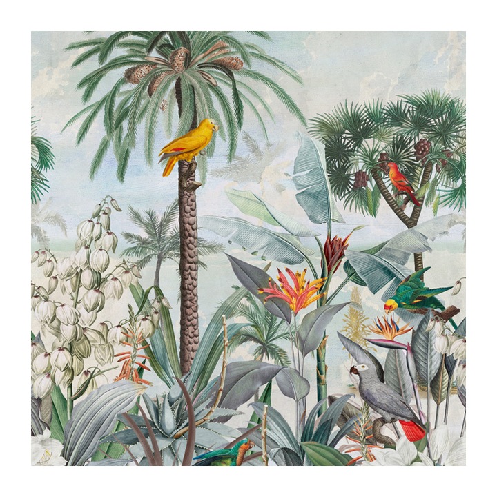 Set 4 Role Tapet Paradisse Birds - blue, Multicolor, 3 x 0.52 m
