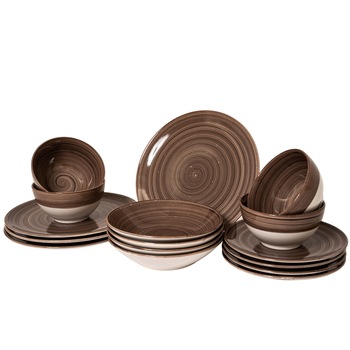 Set Complet Serviciu De Masa, Sol Fertil, colectia Rustic, 16 piese, Cesiro, Maro Set Complet Serviciu De Masa, Sol Fertil, colectia Rustic, 16 piese, Cesiro, Maro