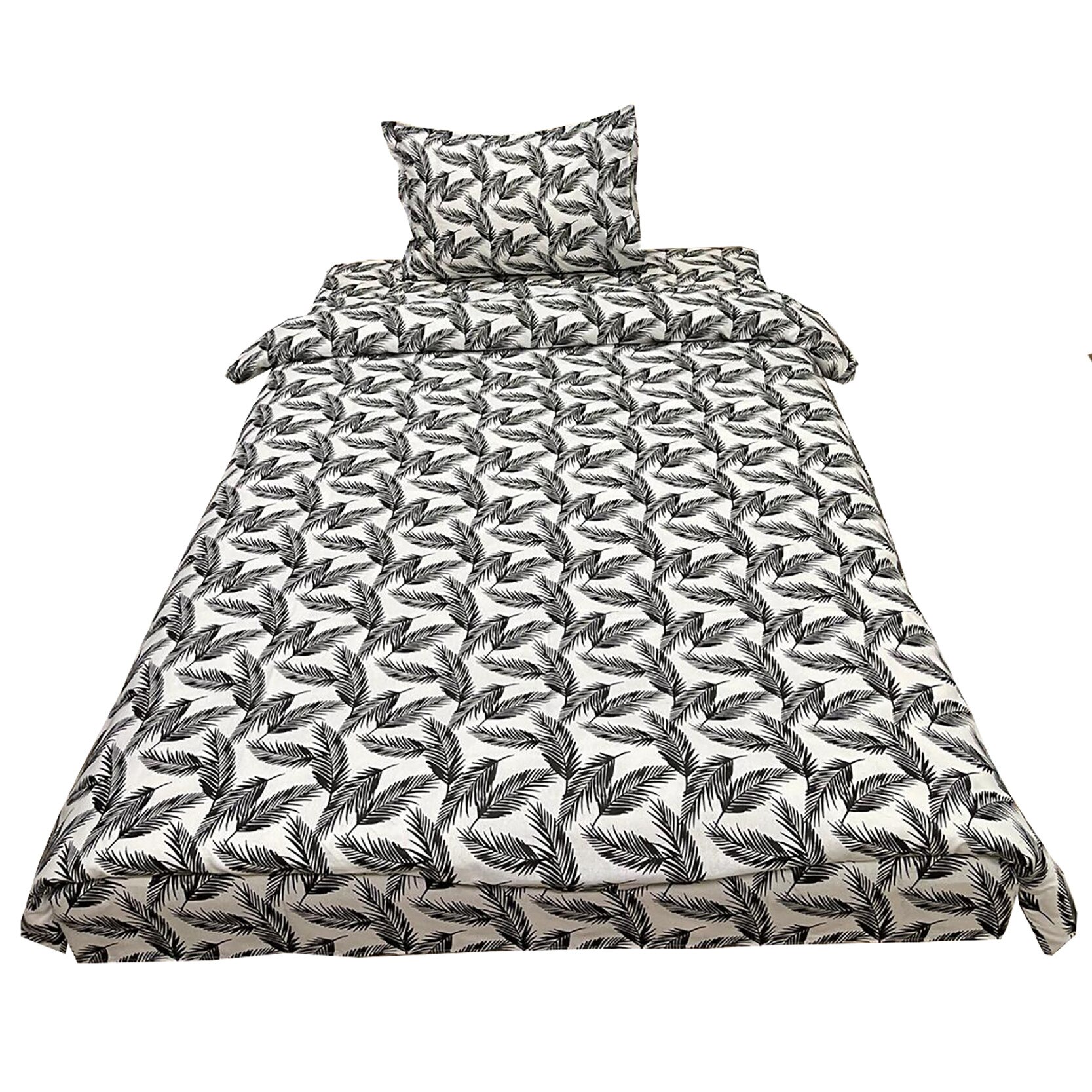 Lenjerie pat single, alb/neagra, pentru saltea de 90cm, 