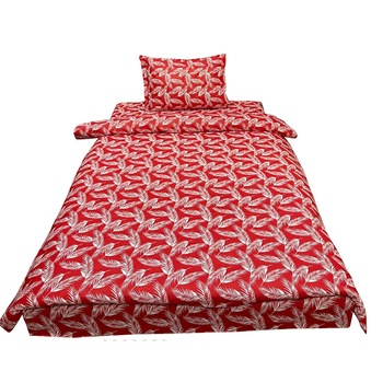 Lenjerie pat single, rosu/alba, pentru saltea de 90cm,  Lenjerie pat single, rosu/alba, pentru saltea de 90cm,