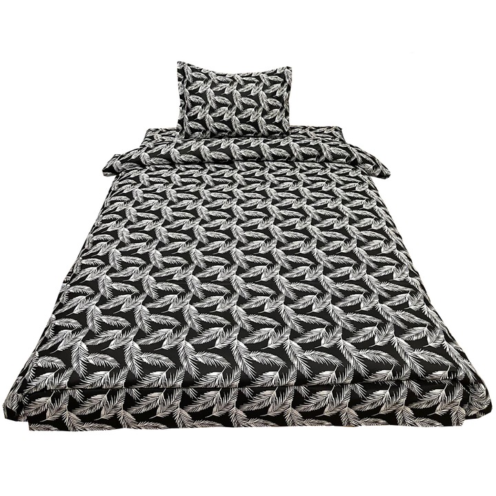 Единично спално бельо, черно/бяло, за матрак 90см, "Colibri" от 100% памук на Liz Line - LS192