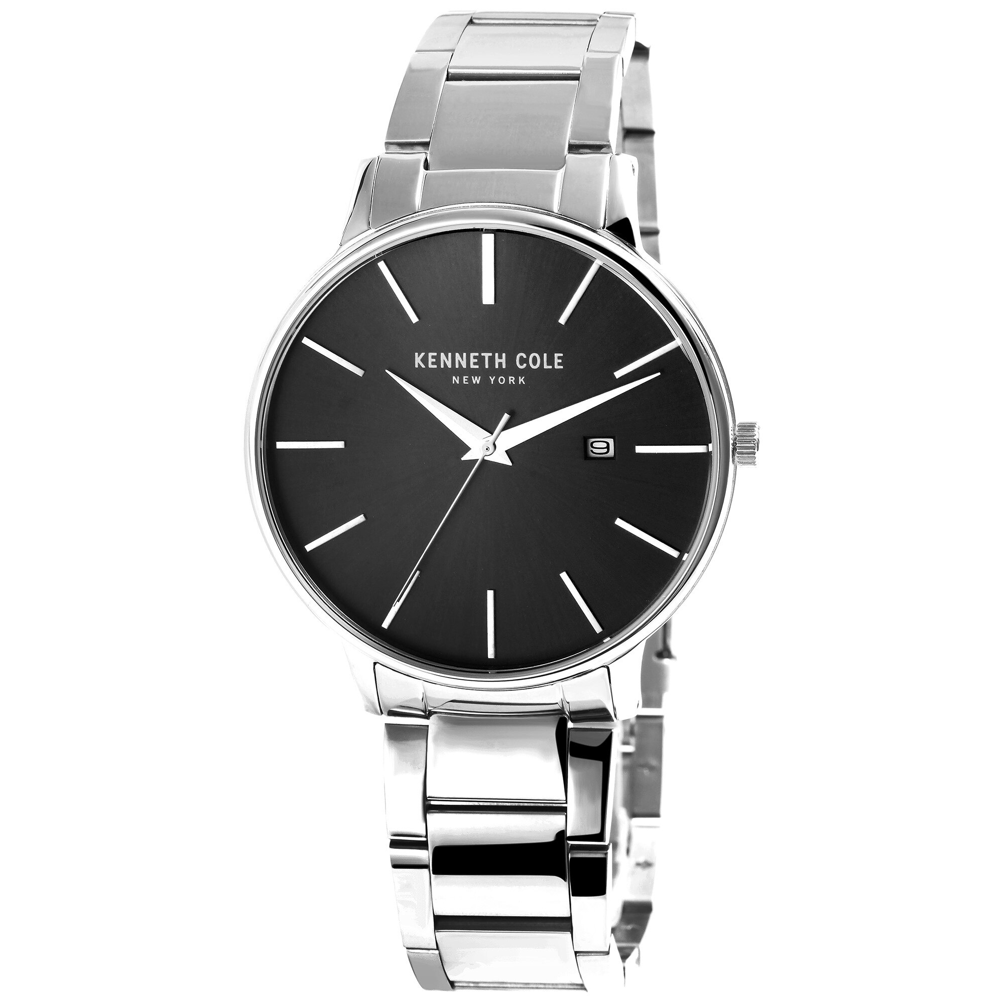 Ceas barbatesc, Kenneth Cole, bratara inox, cadran negru, afisaj data