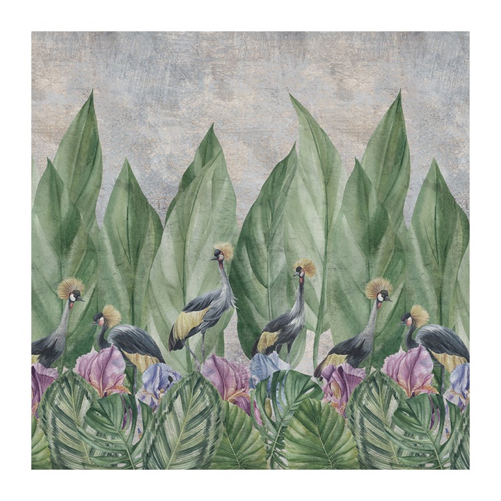 Set 4 Role Tapet Crane Flora, Multicolor, 3 x 0.52 m