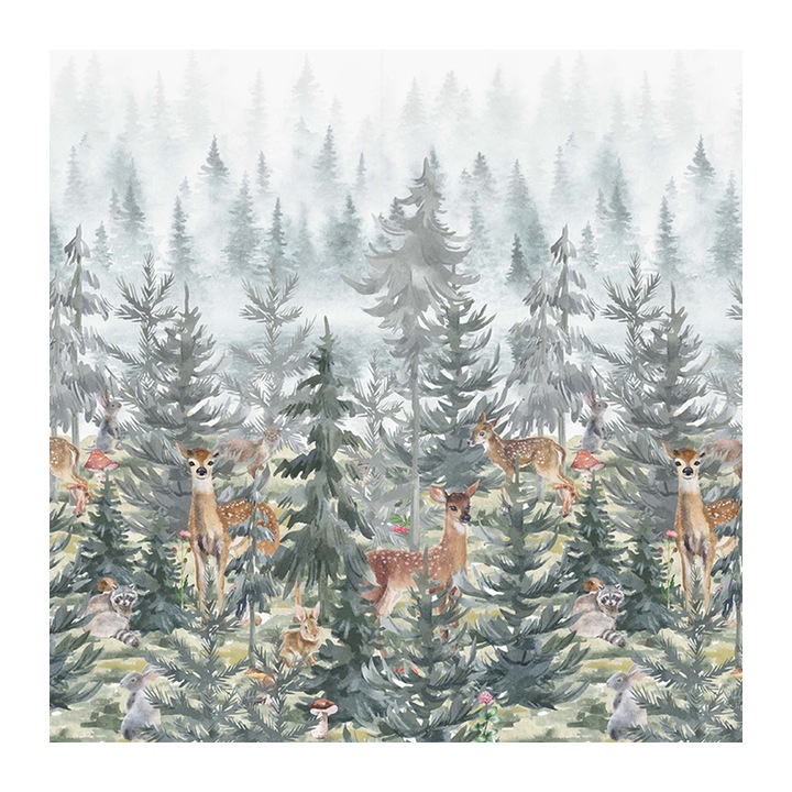 Set 4 Role Tapet Deer Forest, Multicolor, 3 x 0.52 m