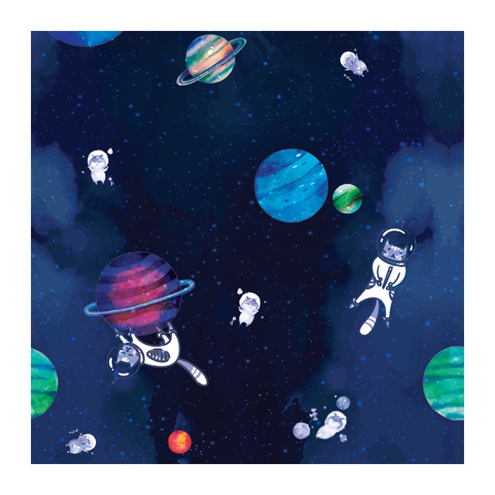 Set 4 Role Tapet Outer Space, Multicolor, 3 x 0.52 m