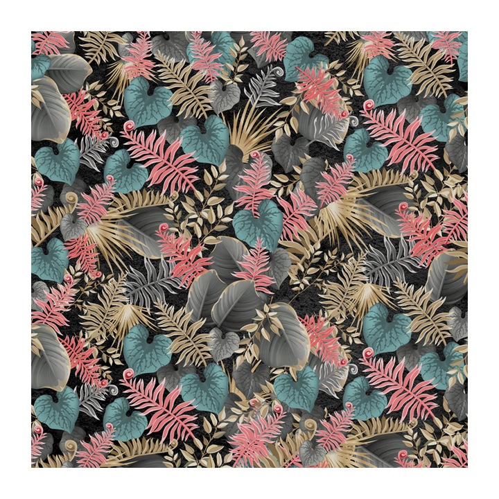 Set 4 Role Tapet Pink Leaves, Multicolor, 3 x 0.52 m