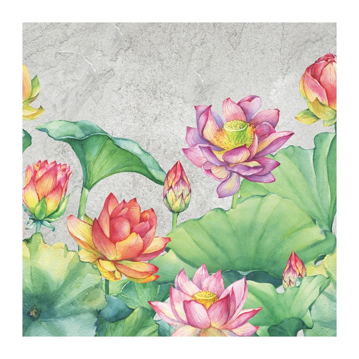 Set 4 Role Tapet Water Lily, Multicolor, 3 x 0.52 m