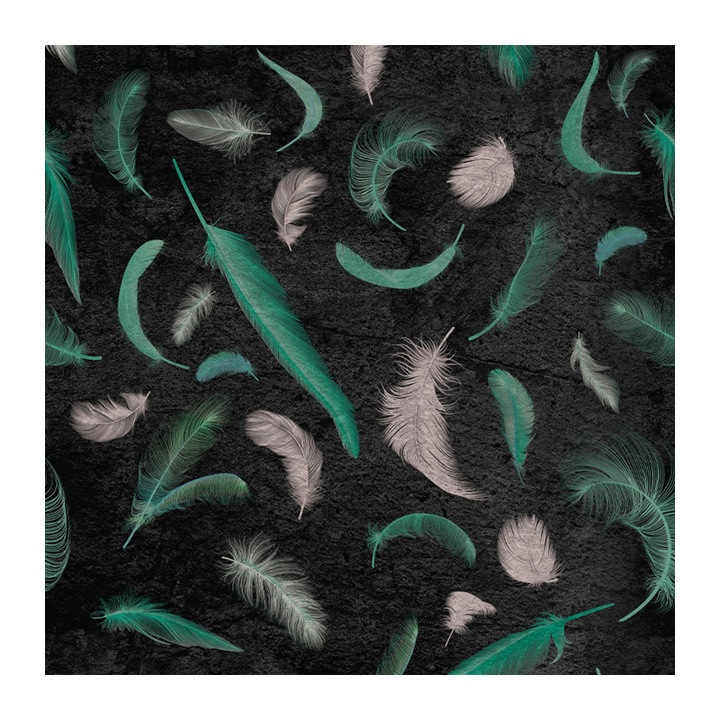Set 4 Role Tapet Feathers, Multicolor, 3 x 0.52 m