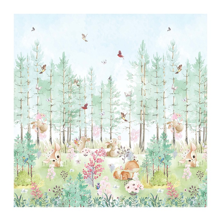 Set 4 Role Tapet Watercolor Forest, Multicolor, 3 x 0.52 m