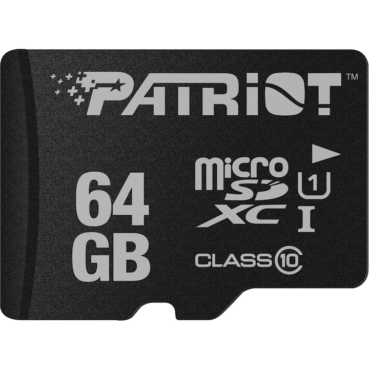 Карта памет Patriot, Micro SD, 64 Gb, Class 10, Без SD адаптер
