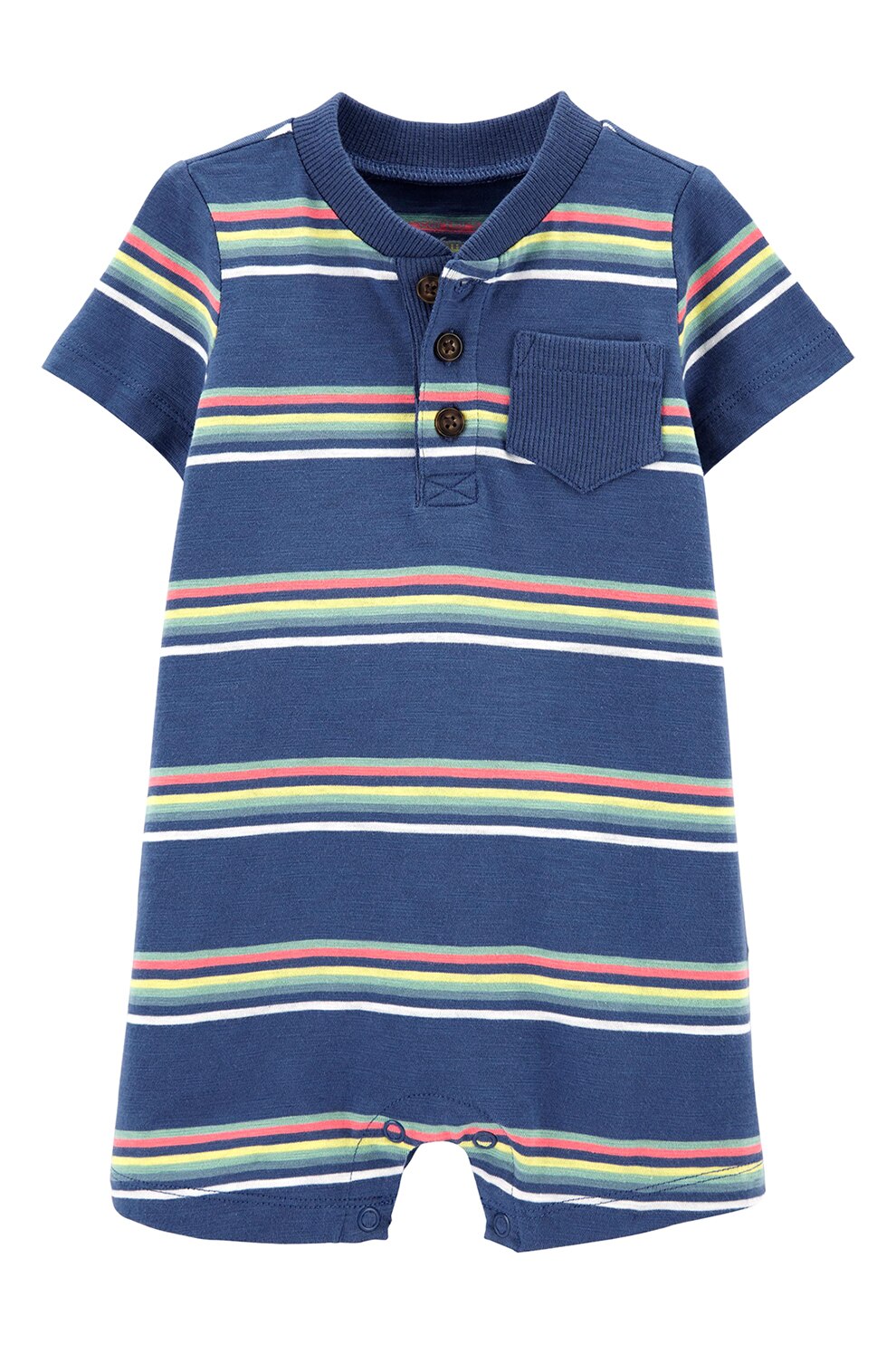 Carter's, Salopeta scurta cu model in dungi, Bleumarin/verde lime/roz corai