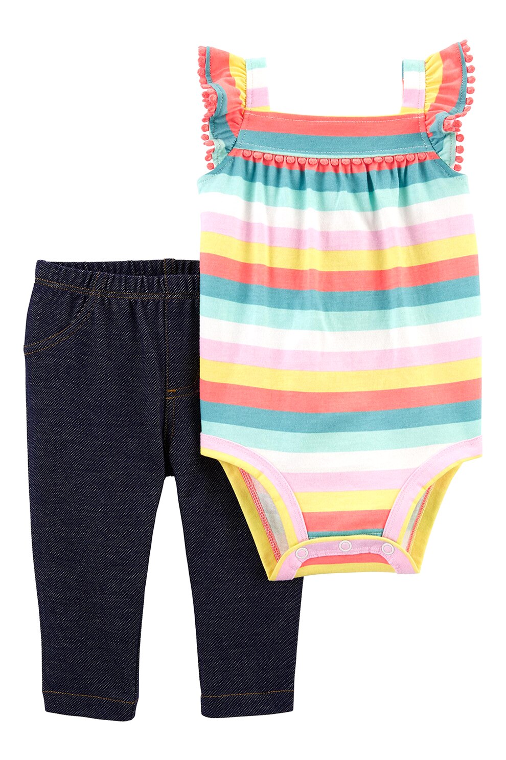 Carter's, Set de body si pantaloni cu model in dungi, Multicolora