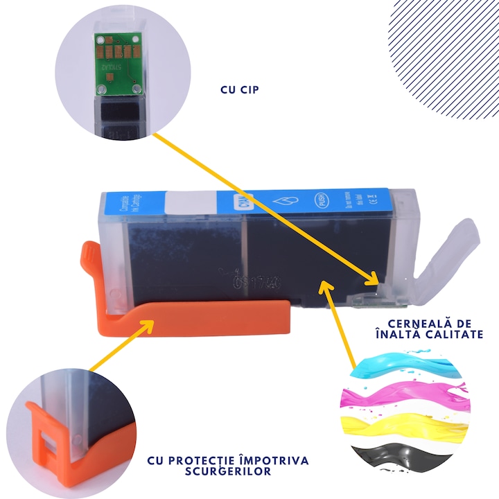 Set 40 cartuse de cerneala, GP Toner, Compatibil cu Canon Pixma IP7250, MG5650, MG5550 Multicolor