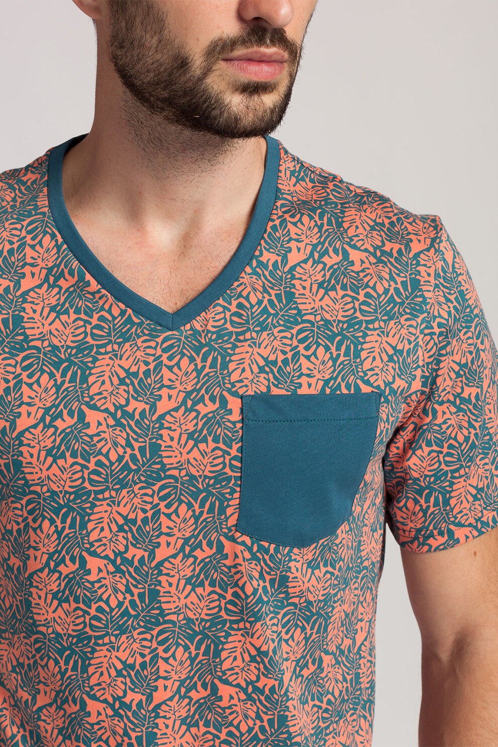 Sofiaman, Pijama scurta cu imprimeu George, Albastru petrol/Oranj, S