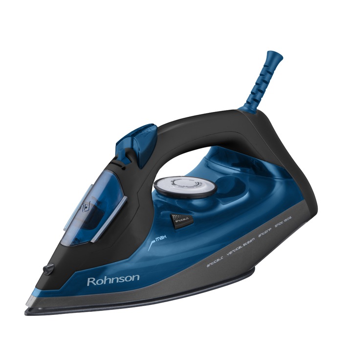 Fier de calcat, talpa ceramica Easy Glide, 3000W, 180g/min, rezervor Easy-Fill 320ml, sistem anti-picurare, calcare dry, aburire pe verticala Rohnson R394
