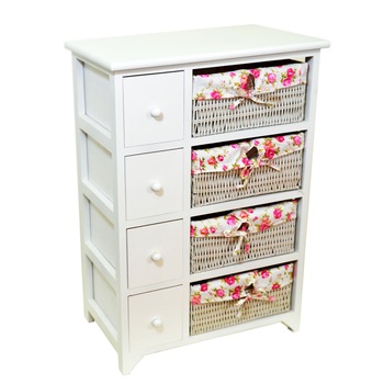Comoda lemn Accent 110257-1, 8 compartimente de depozitare, Alb, 50x30x74cm Comoda lemn Accent 110257-1, 8 compartimente de depozitare, Alb, 50x30x74cm