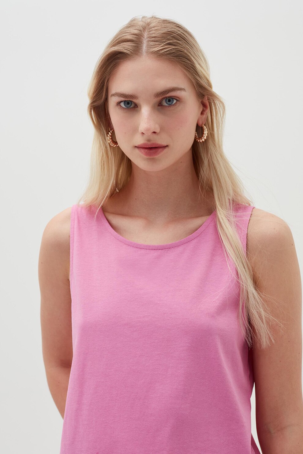 OVS, Top de bumbac cu margini valurite, Roz