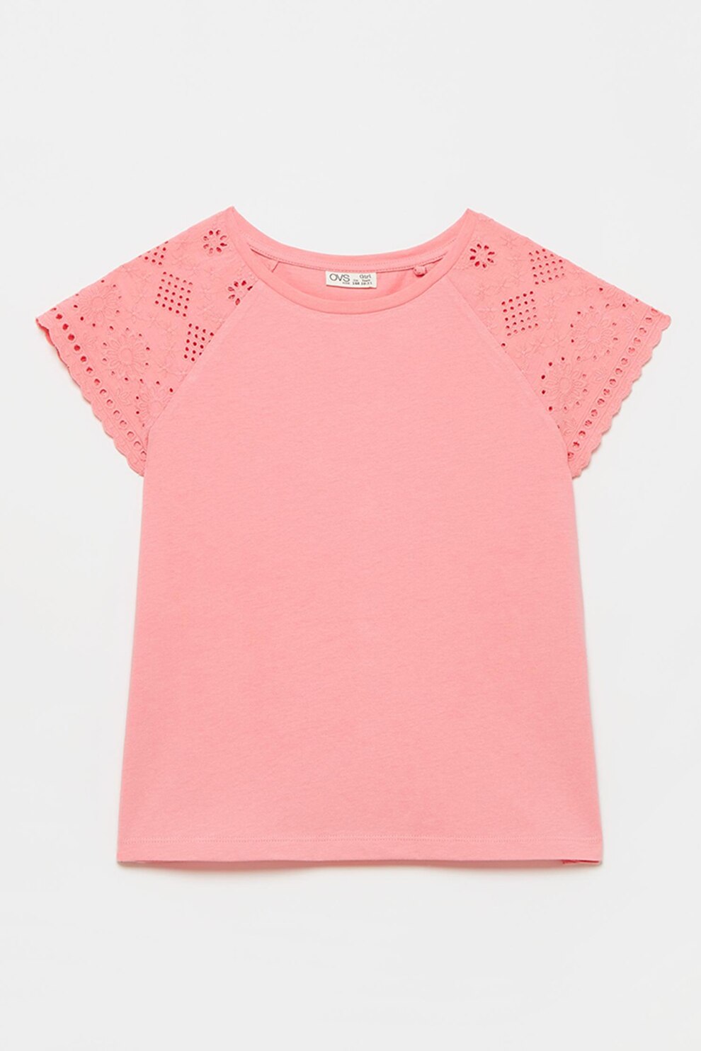 OVS, Tricou cu decolteu la baza gatului si maneci raglan, Roz pastel