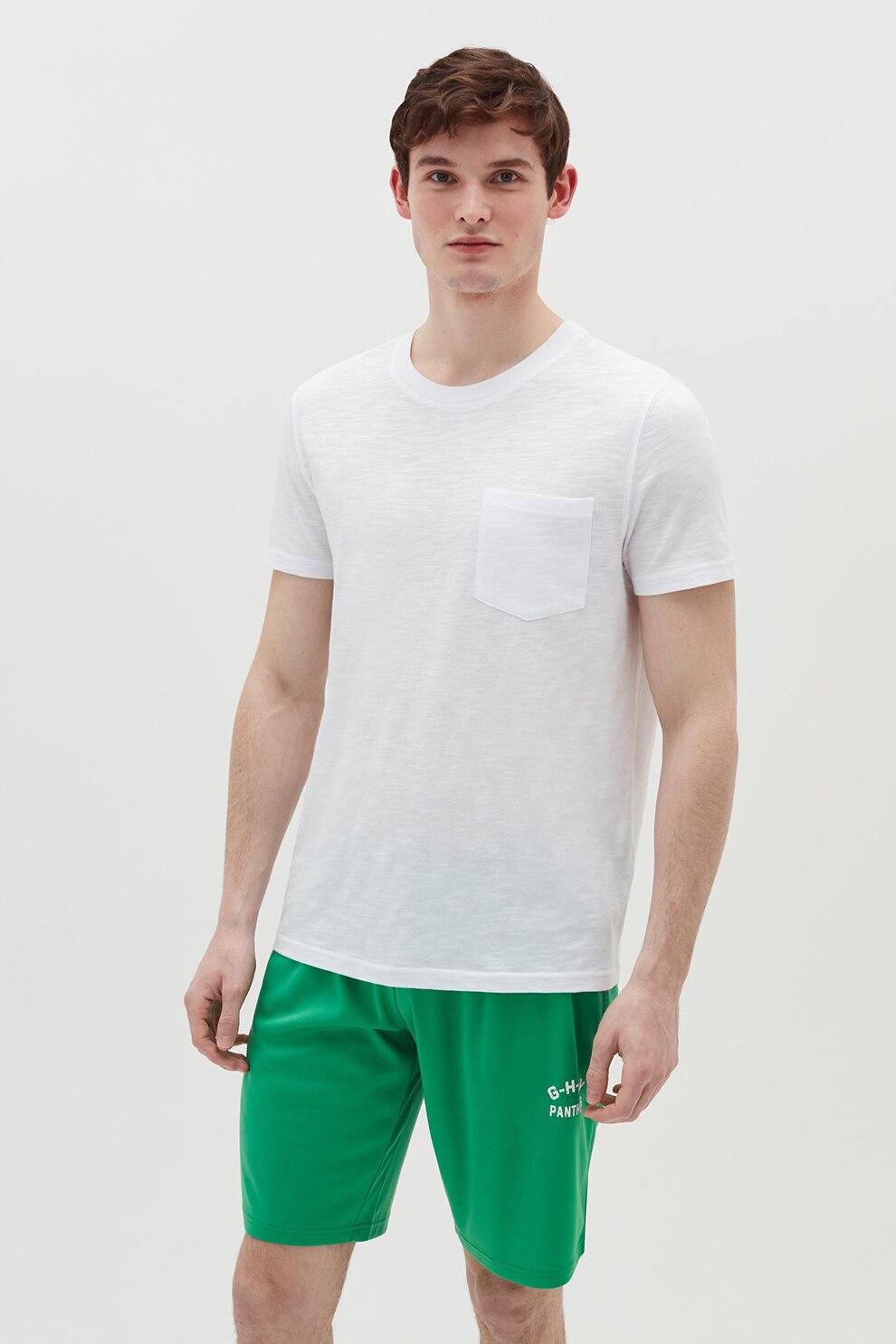 OVS, Pantaloni scurti cu talie elastica, Verde deschis