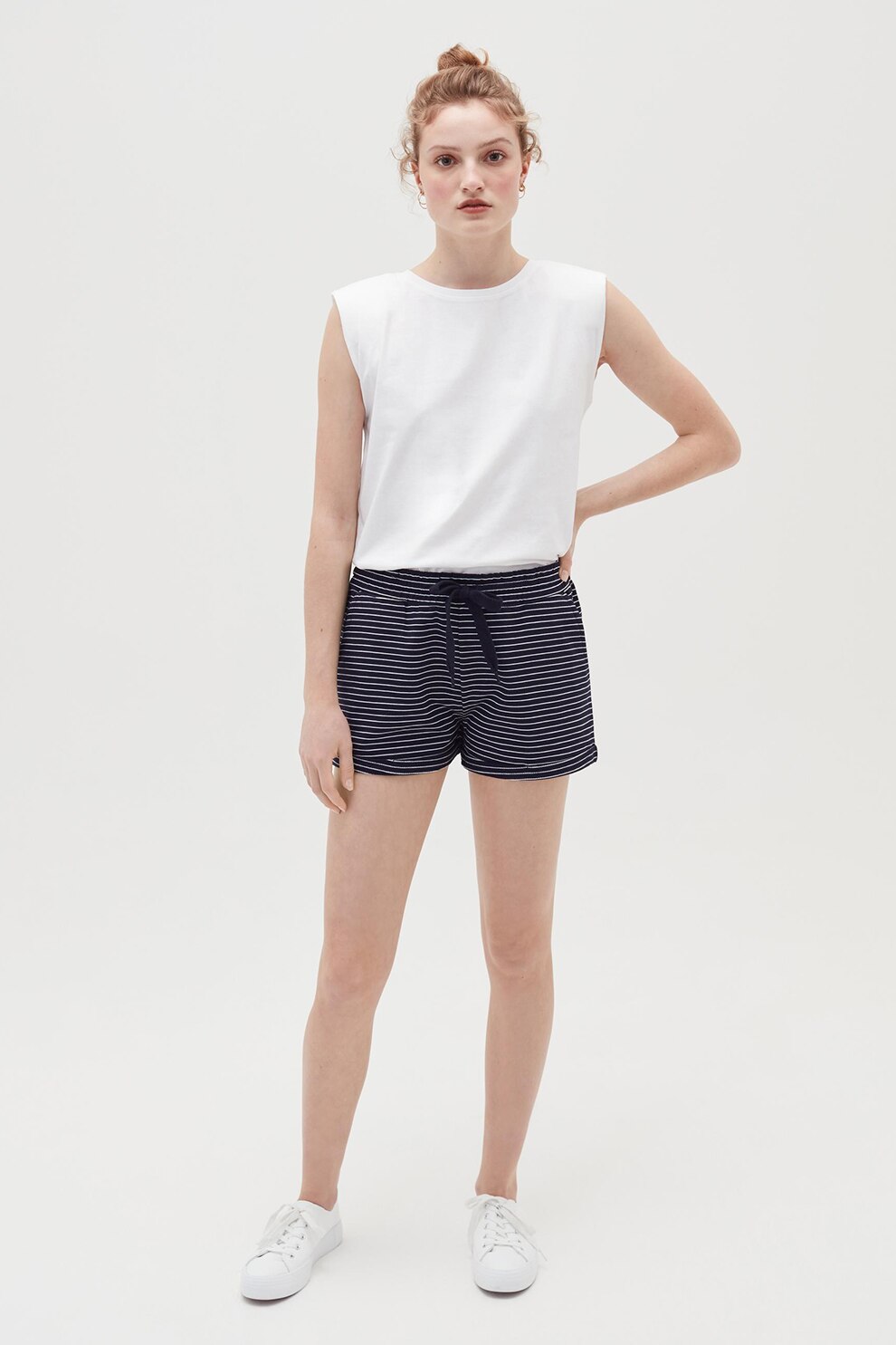 OVS, Pantaloni scurti din jerseu cu snur, Negru/Alb